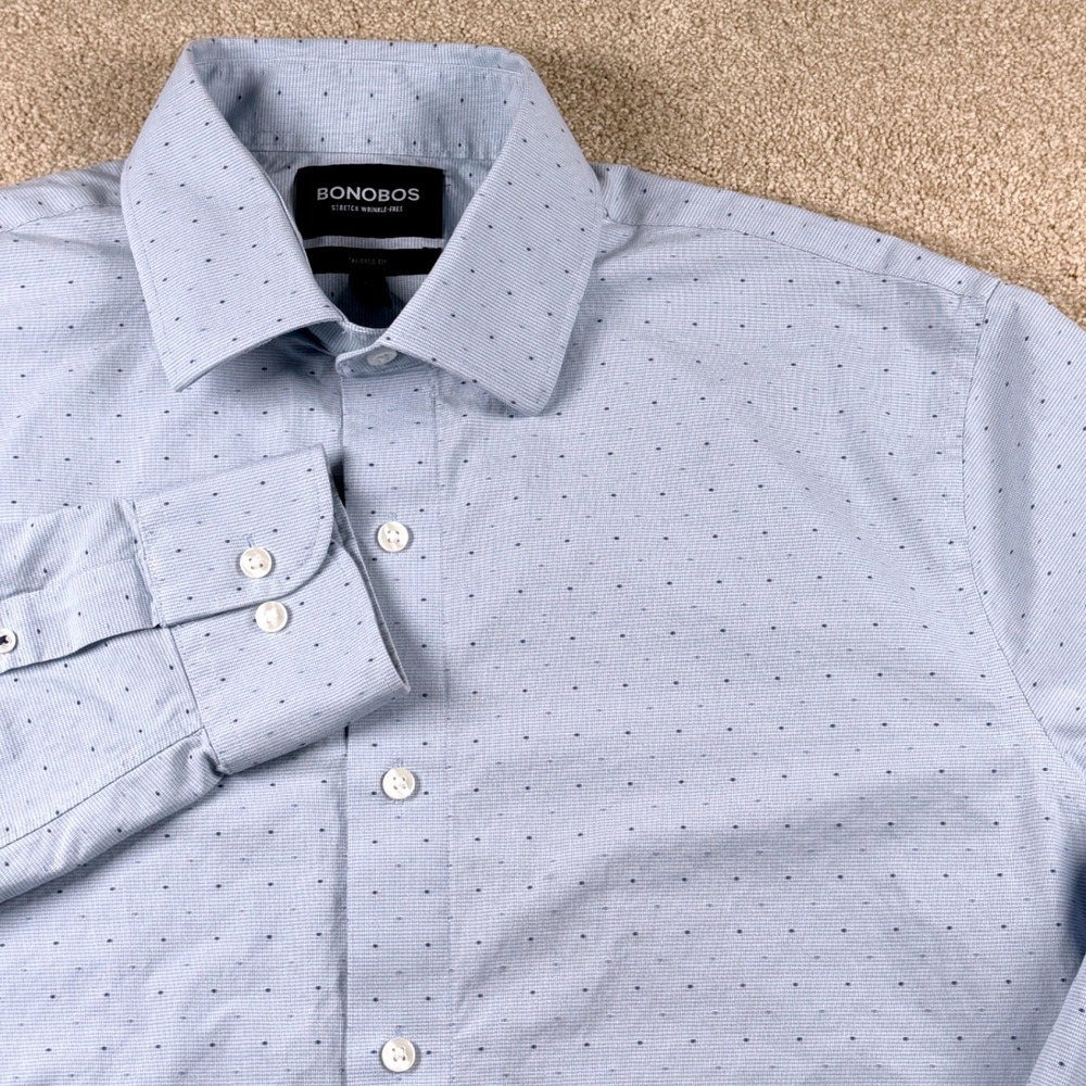 Bonobos Button Down Shirt Mens XL Blue Good Tailored Fit Stretch Wrinkle-Free